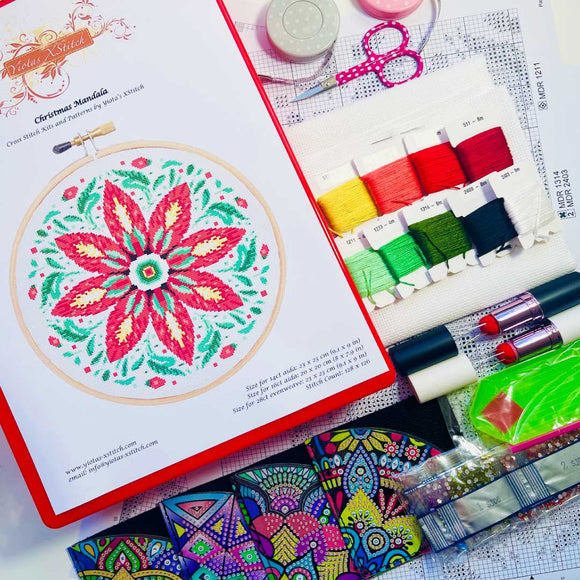 Christmas mandala cross stitch gift box