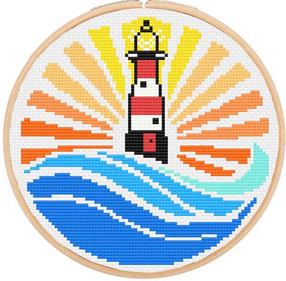 Sommerlicher Leuchtturm Kreuzstich-Set