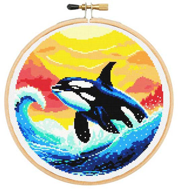 Kit de point de croix compté Baleines