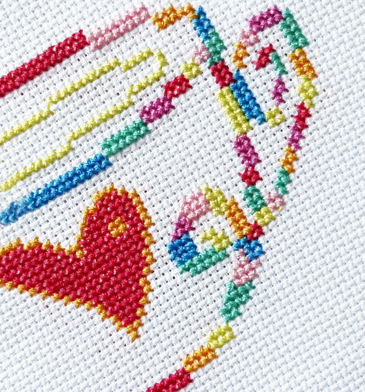 Modernes Kreuzstich-Set mit Aquarell-Teetasse