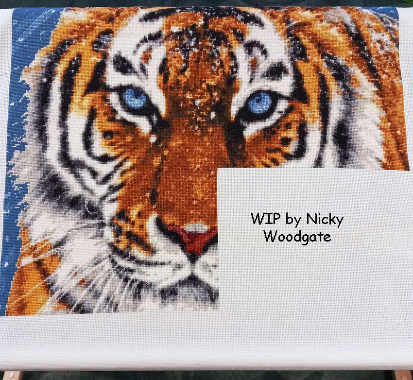 Tiger in snow (v3) counted cross stitch kit