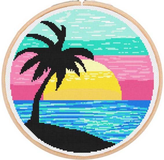 Tropisches Strand-Kreuzstichset