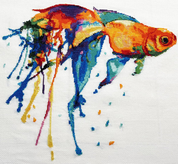 Aquarell-Goldfisch (v2) modernes Kreuzstich-Set