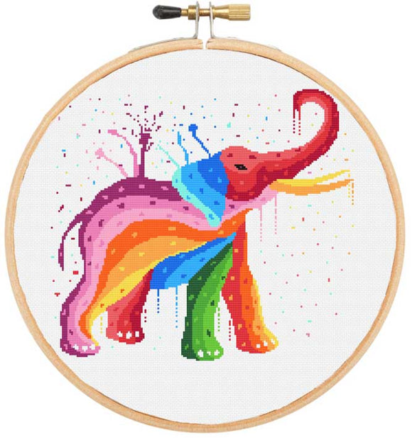 Aquarell-Elefant, modernes Kreuzstich-Set