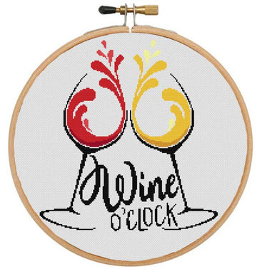 Wine o'clock modern cross stitch kit
