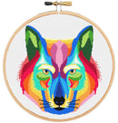 Kit de point de croix moderne Loup en couleur-1