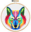 Wolf in colour modern cross stitch kit-1