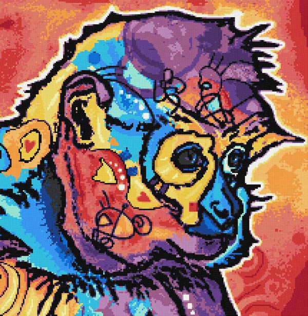 Abstract monkey cross stitch kit - 1