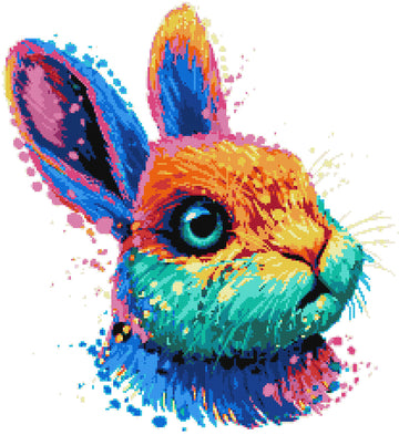 Abstract rabbit cross stitch kit