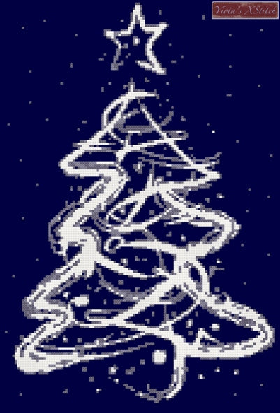 Abstract white Christmas tree counted cross stitch kit - 1