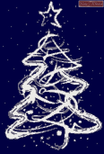 Abstract white Christmas tree counted cross stitch kit