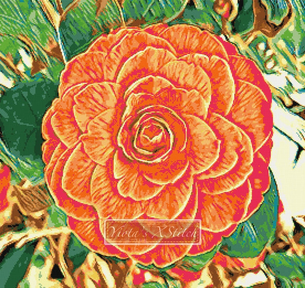 Abstract camellia counted cross stitch kit - 1