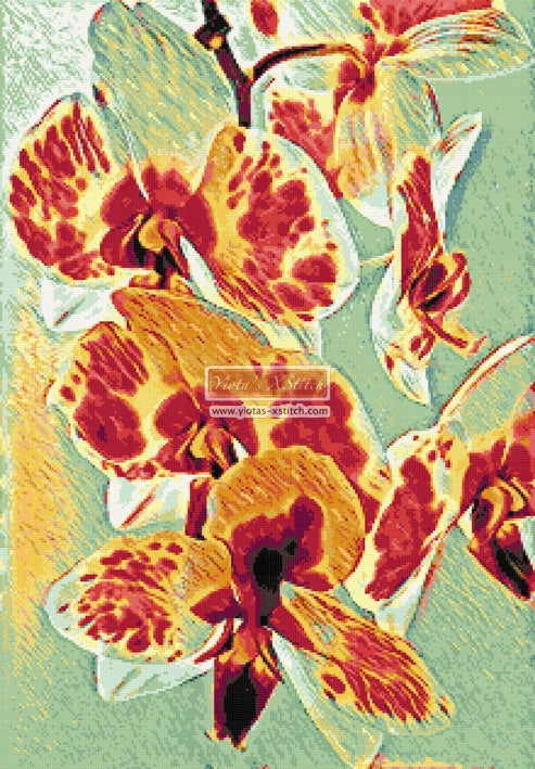 Abstract orchids counted cross stitch kit - 1