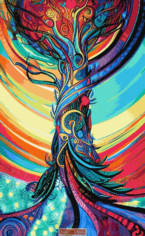 Abstract tree of life advanced cross stitch kit