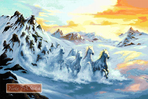 After the storm - horses full coverage cross stitch kit