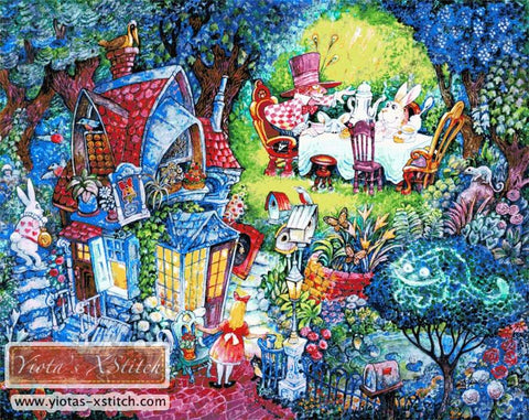 Alice and the hatter wonderland counted cross stitch kit
