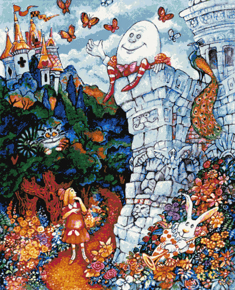 Alice and Humpty Dumpty from Alice in wonderland counted cross stitch kit