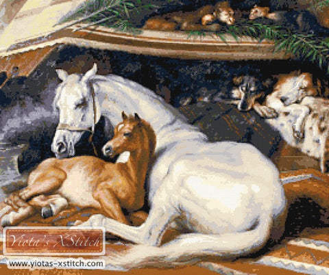 Arab tent horse by Edwin Landseer counted cross stitch kit