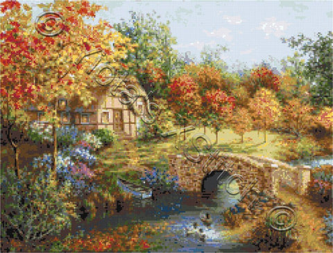 Autumn beauty landscape counted cross stitch kit
