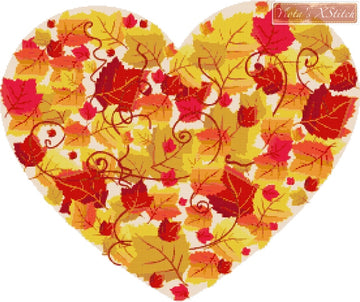 Autumn leaves heart counted cross stitch kit