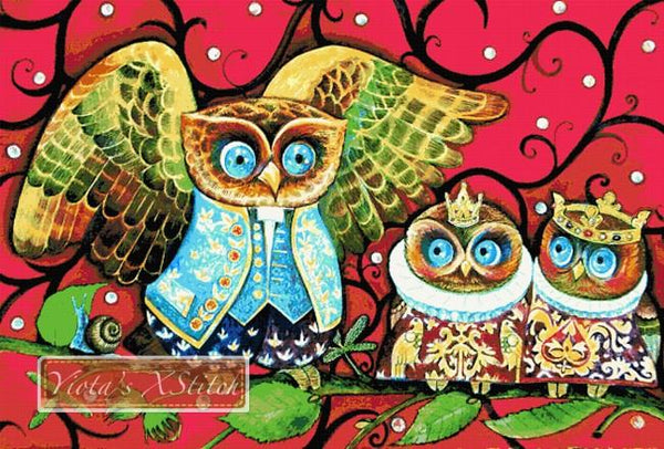 Baby King owls counted cross stitch kit - 1