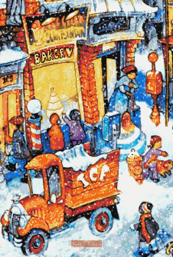 Bakery shop modern counted cross stitch kit - 1