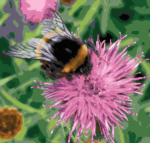 Bee on thistle large full coverage cross stitch kit