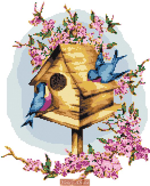 Bird house (v2) cross stitch kit - 1