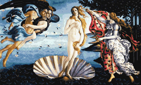 Birth of Venus by Botticelli, full coverage counted cross stitch kit