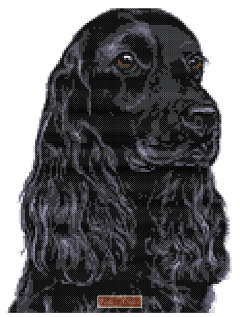 Black cocker spaniel counted cross stitch kit