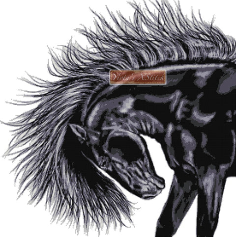 Black horse counted cross stitch kit