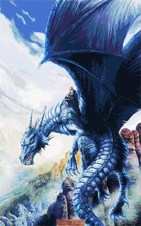 Blue dragon cross stitch kit