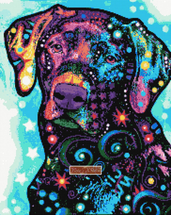 Blue labrador abstract cross stitch kit - 1