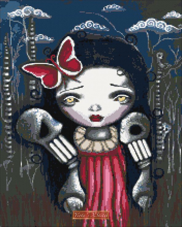 Bones and butterflies skull cross stitch kit - 1
