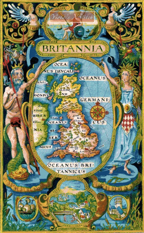 Britannia antique map counted cross stitch kit