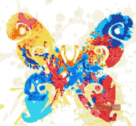 Butterfly abstract cross stitch kit