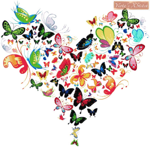 Butterfly heart No3 counted cross stitch kit