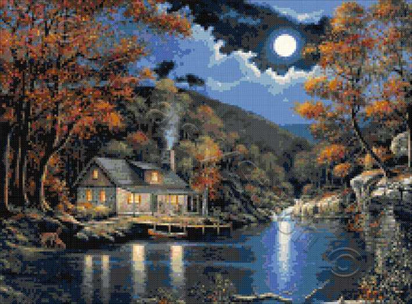 Cabin by the lake counted cross stitch kit - 1
