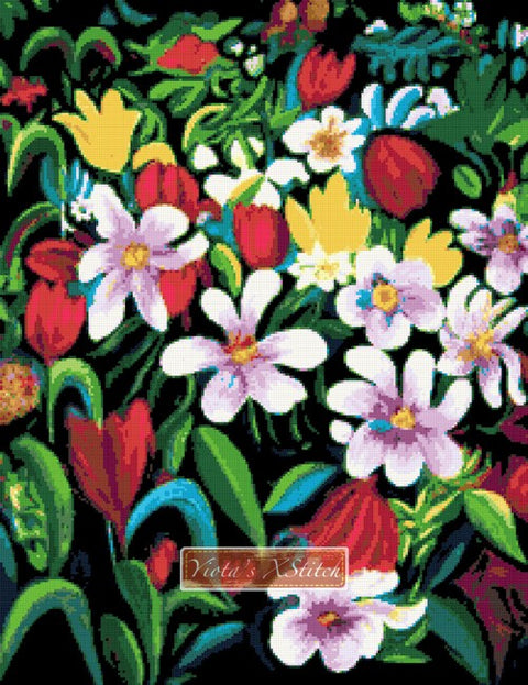 Carpet of flowers cross stitch kit