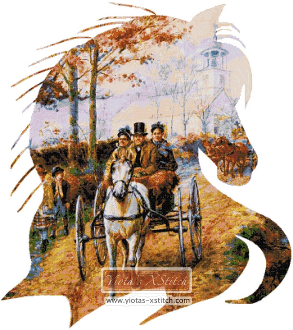 Carriage ride (v2) counted cross stitch kit - 1