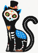 Cat sugar skull cross stitch kit
