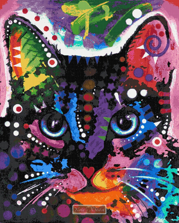 Cat swirl modern counted cross stitch kit