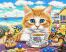 Cat tea cross stitch kit-1