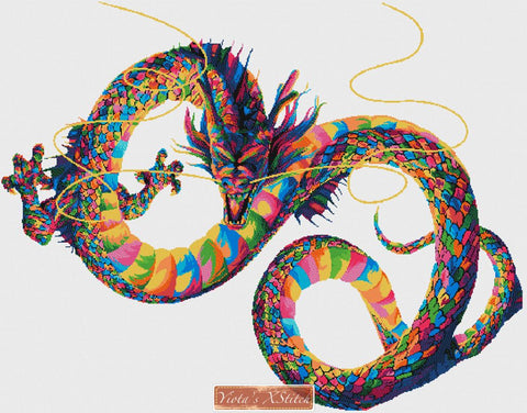 Chinese rainbow dragon cross stitch kit