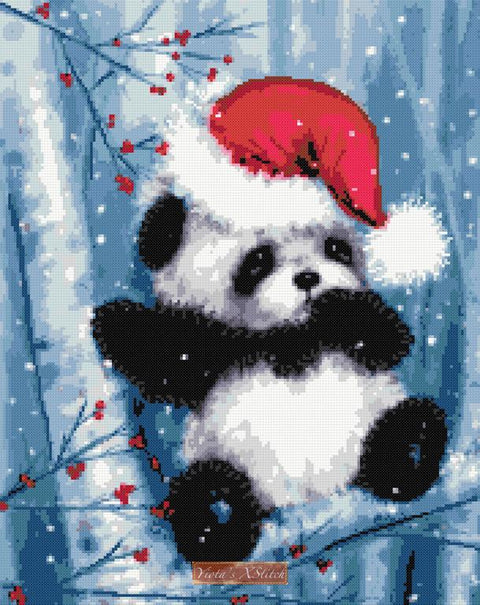 Christmas panda cross stitch kit