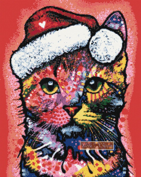 Christmas cat Dean Russo counted cross stitch kit - 1
