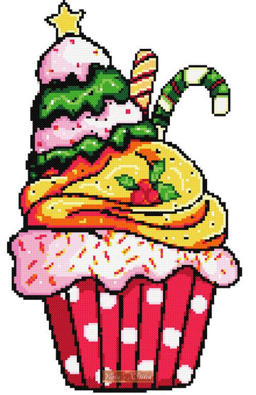 Christmas cupcake counted cross stitch kit