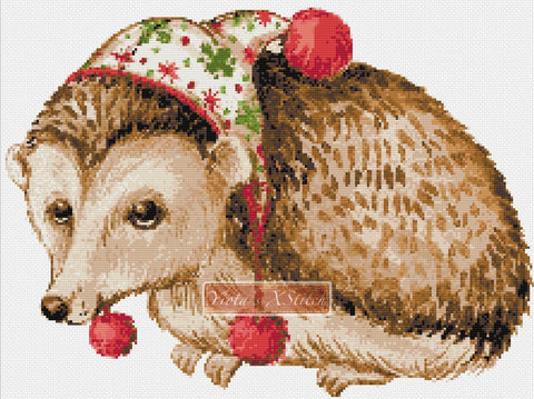 Christmas hedgehog counted cross stitch kit