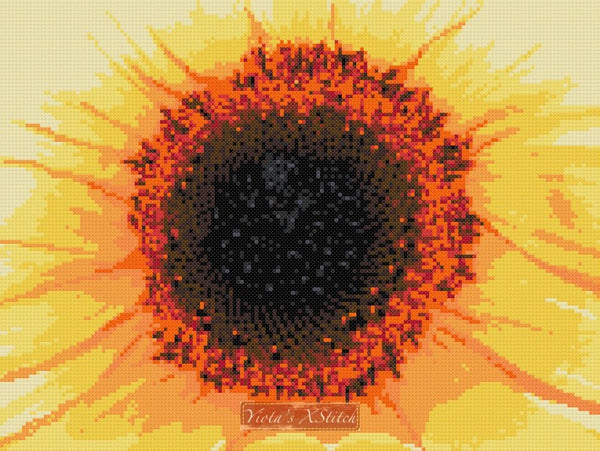 Close up of a sunflower (v2) counted cross stitch kit - 1