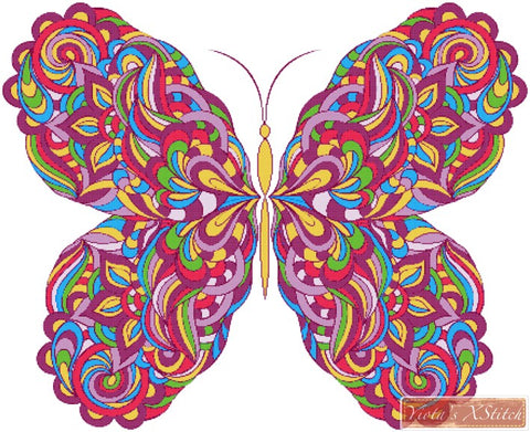 Colourful abstract butterfly counted cross stitch kit